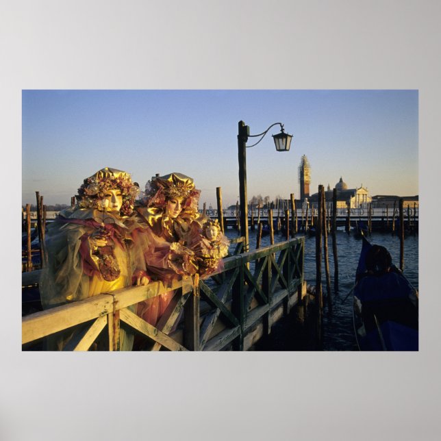 Two People in Carnival Masks, Venice (Italy) Poster (Front)