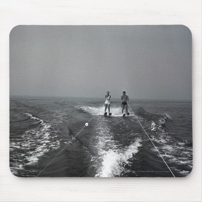 Two people waterskiing mouse mat (Front)