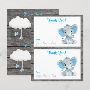 Two Per Page Thank You Cards Elephant Boy Shower