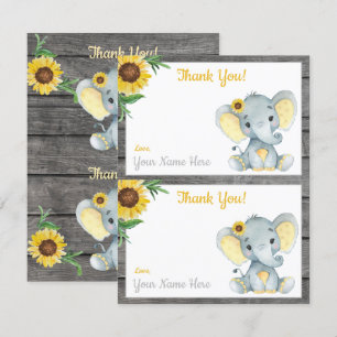 Two Per Page Thank You Cards Elephant Girl Shower