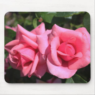 two perfect hot pink rose flowers. love mouse mat