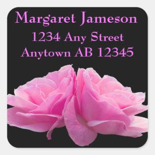 Two Perfectly Pink Roses Wedding Address Label