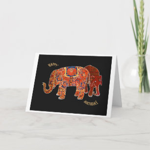 "Two Persian Elephants"Happy Birthday Card