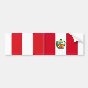TWO Peru National Flag Bumper Sticker
