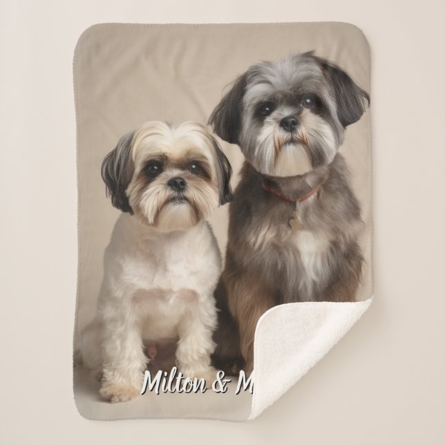 Two Pet Custom Blanket with Photo Memorial Gift  (Front)