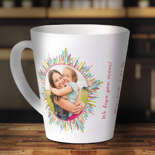Two Photo Abstract and Colourful Art Custom Text Latte Mug