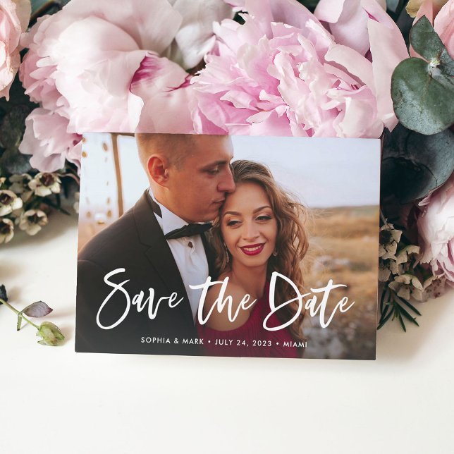 Two Photo | Casual Script Save the Date Announcement Postcard (Creator Uploaded)