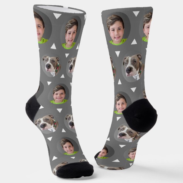 Two Photo Child or Pet Photo Custom Socks (Angled)