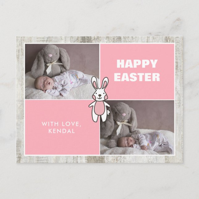 Two Photo Collage Easter Postcard (Front)