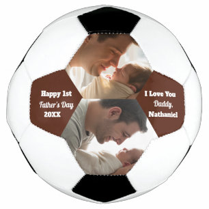Two Photo Collage Happy 1st Father's Day Football