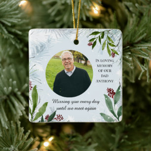 Two Photo Dad Memorial Tribute Ceramic Ornament