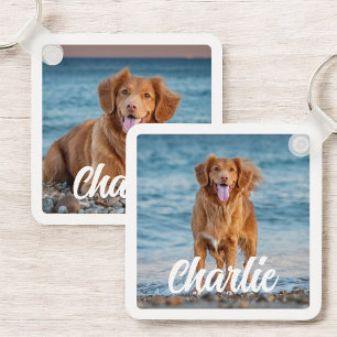 Two Photo Dog Lover Personalized Pet Keepsake Key Ring
