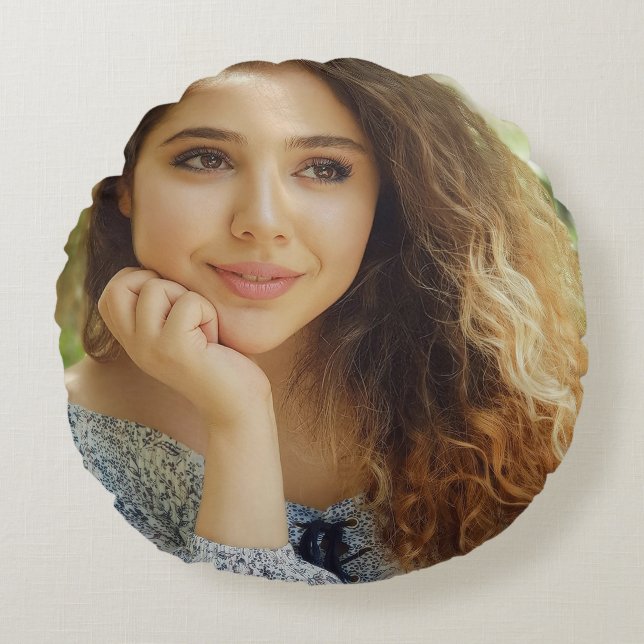 Two Photo Double Sided Template Round Cushion (Front)