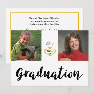 Two Photo elegant Graduation Announcement