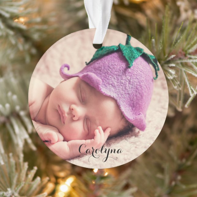 Two Photo Family Holiday Ornament (Tree)