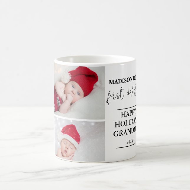 Two Photo First Christmas Grandmother Mug (Center)