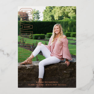 Two Photo Fun Type Blac Foil Graduate Announcement