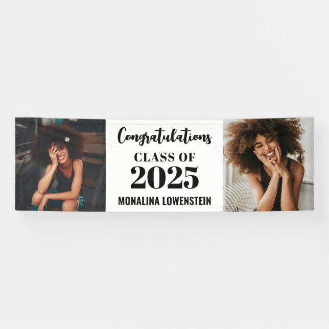 Two Photo Graduate Class of 2025 Congratulations Banner (Horizontal)