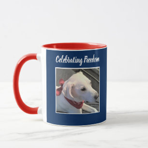 Two Photo July 4th Red White Blue Cute Dog Mug