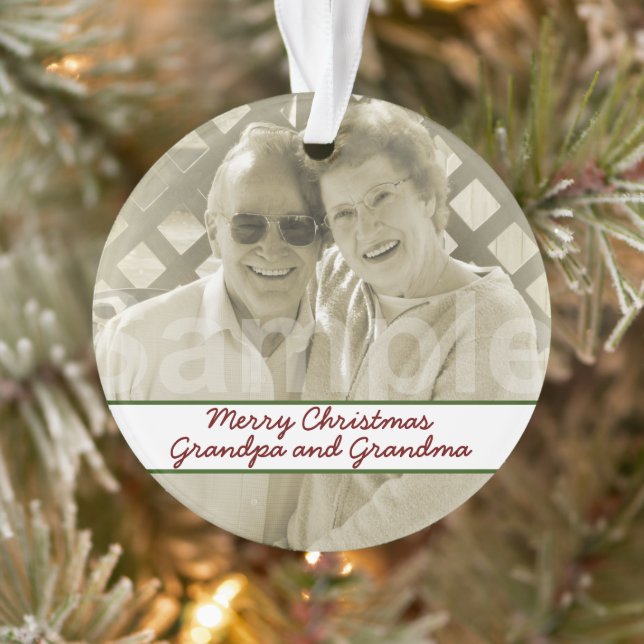 Two Photo Keepsake to Grandparents from Grandchild Ornament (Tree)