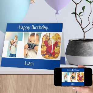 TWO Photo Letters Blue Boys 2nd Birthday Card