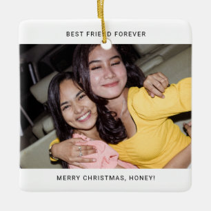 Two Photo Minimalist Best Friend Ceramic Ornament