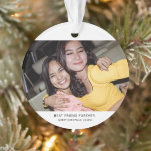 Two Photo Minimalist Best Friend Ornament
