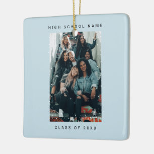 Two Photo Minimalist Snowfall School College Ceramic Ornament