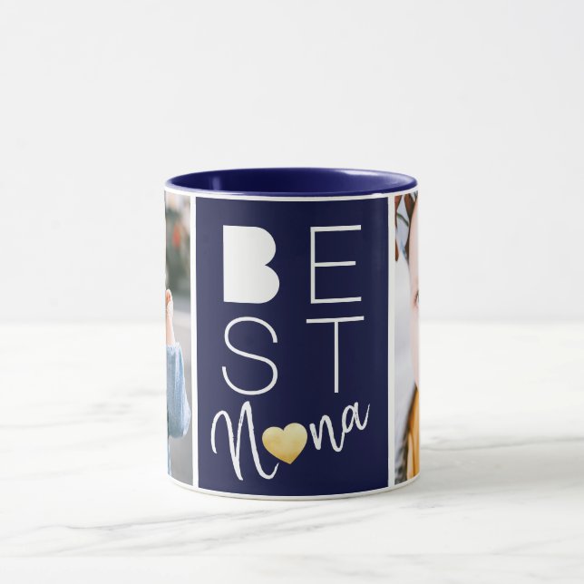 Two Photo Navy Blue Best Nana Mug (Center)