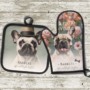 Two Photo Pet Offical Taste Tester Kitchen Oven Mitt & Pot Holder Set