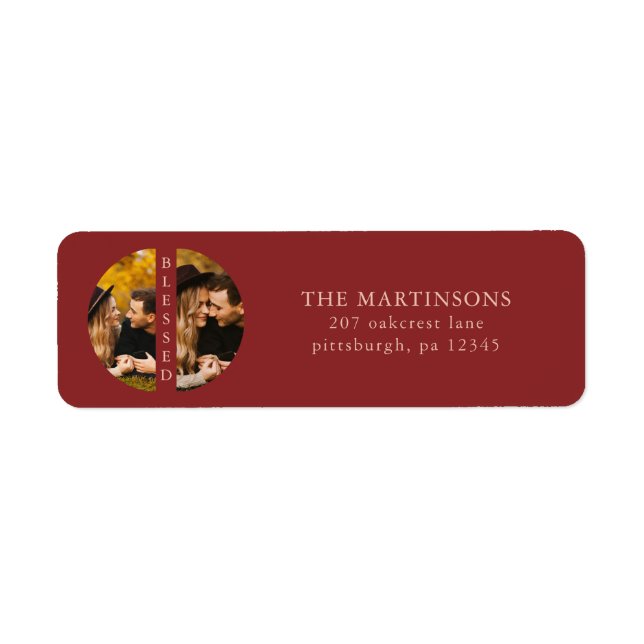 Two Photo Red Return Address and Name (Front)