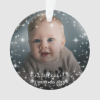 Two Photo Sparkle Frame with Names Christmas