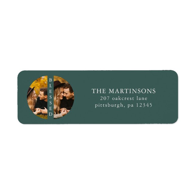 Two Photo Teal Return Address and Name (Front)