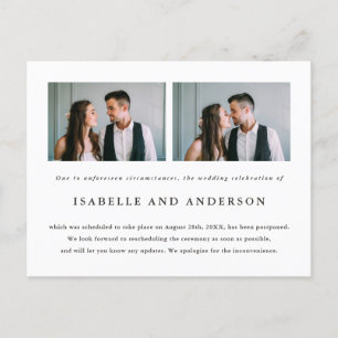 Two Photo Wedding Postponement Announcement Postcard