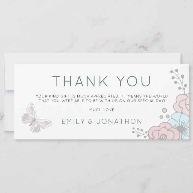 Two Photos Artsy Florals Butterfly Thank You (Front)