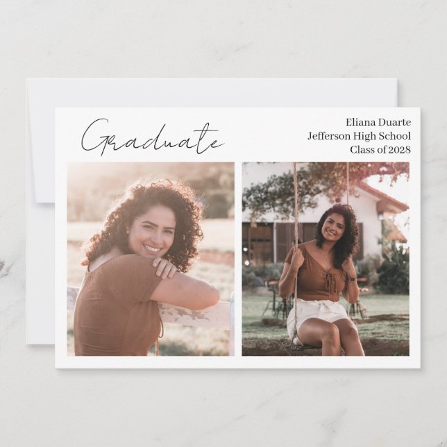 Two Photos Graduation Announcement Card (Front)