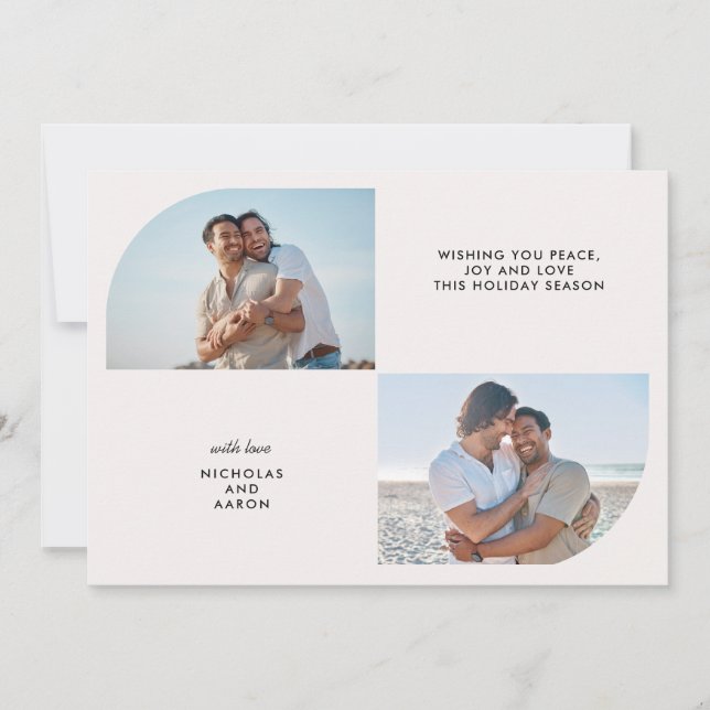 TWO PHOTOS HALF ARCH SIMPLE CHRISTMAS HOLIDAY  (Front)