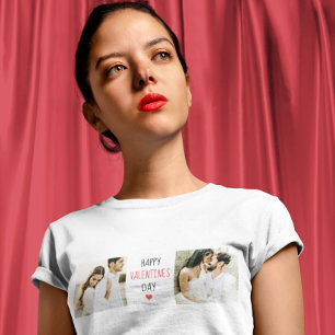 Two Photos   Happy Valentines Day   Couple Gift T-Shirt
