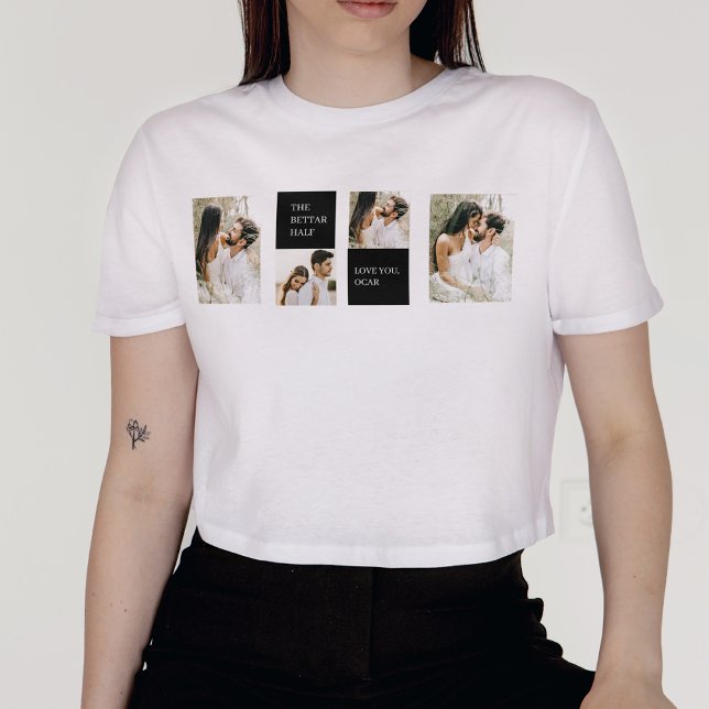 Two Photos | Happy Valentines Day | Couple Gift T- T-Shirt (Creator Uploaded)