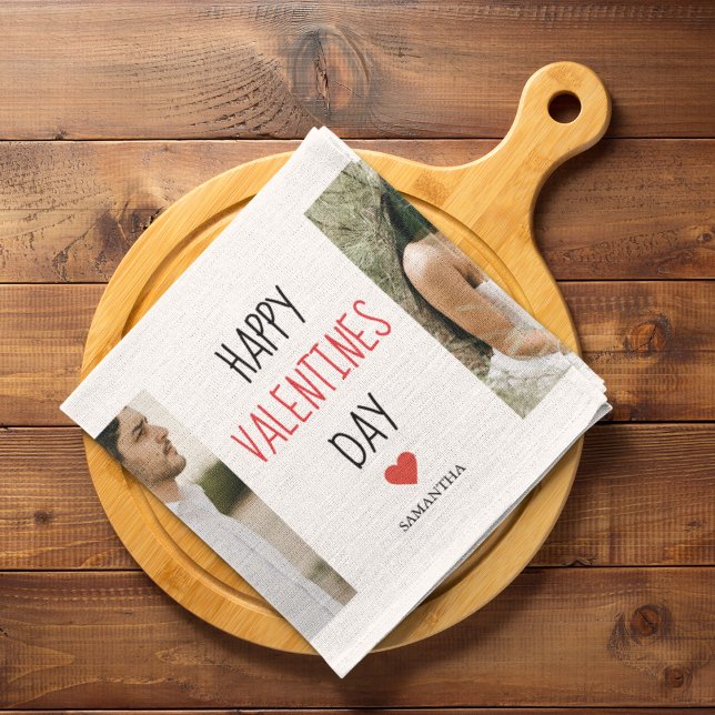 Two Photos | Happy Valentines Day | Couple Gift Tea Towel (Creator Uploaded)