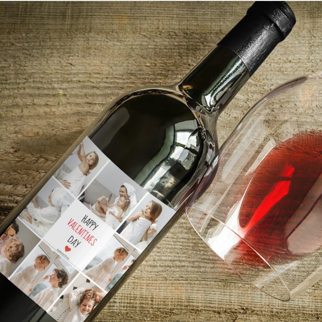 Two Photos | Happy Valentines Day | Couple Gift Wine Label (Creator Uploaded)