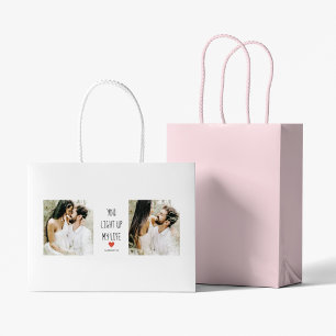 Two Photos Happy Valentines Day Romantic Quote Large Gift Bag