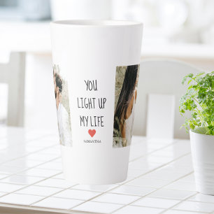 Two Photos   Happy Valentines Day   Romantic Quote Latte Mug