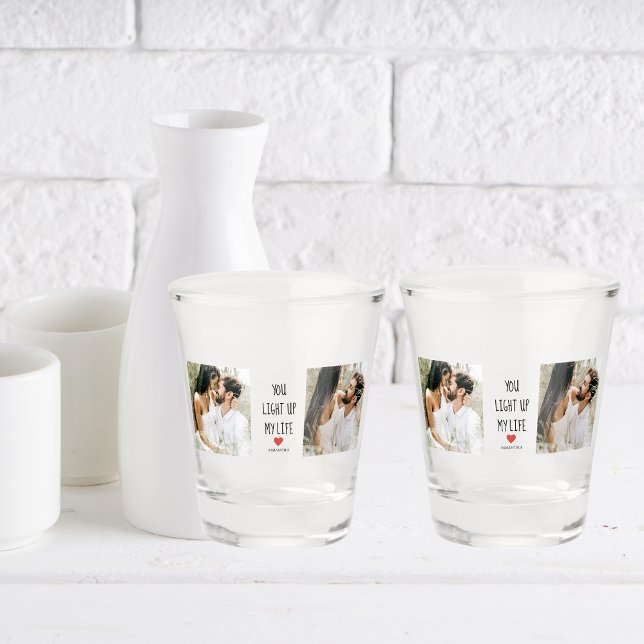 Two Photos | Happy Valentines Day | Romantic Quote Shot Glass (Creator Uploaded)