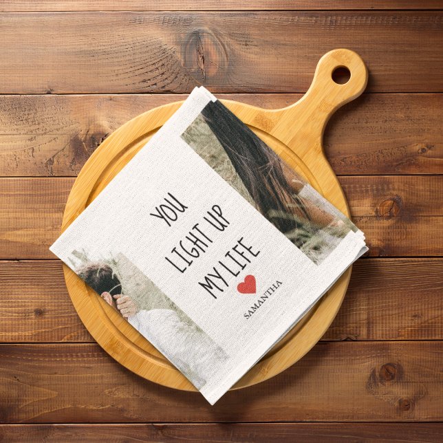 Two Photos | Happy Valentines Day | Romantic Quote Tea Towel (Creator Uploaded)