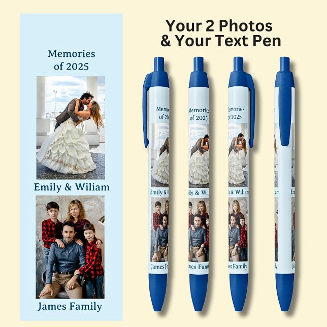 TWO Photos, Name Date, your Blue Text, on Blue Black Ink Pen (Creator Uploaded)
