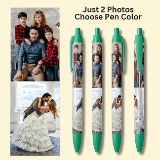 Two Photos on Green Black Ink Pen
