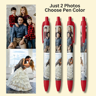 Two Photos on Red Black Ink Pen