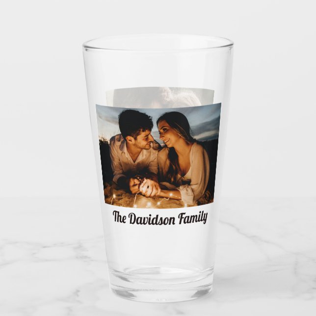 Two Photos Personalised Custom 16oz Pint Glass (Front)