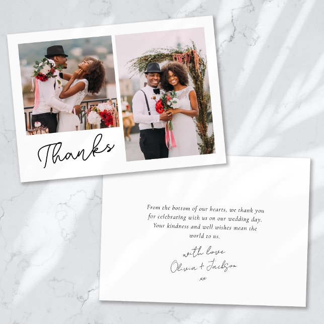  Two Photos Thanks Wedding Thank You Card (Creator Uploaded)